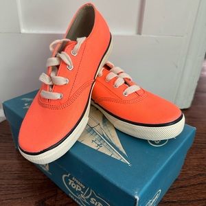 Sperry Top Sider 75th Anniversary Orange Lace-up Canvas Sneakers Boy’s K1 NWT